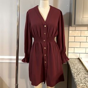 NWT Sandro Paris Bordeaux Button down Dress size 42 (US 8)